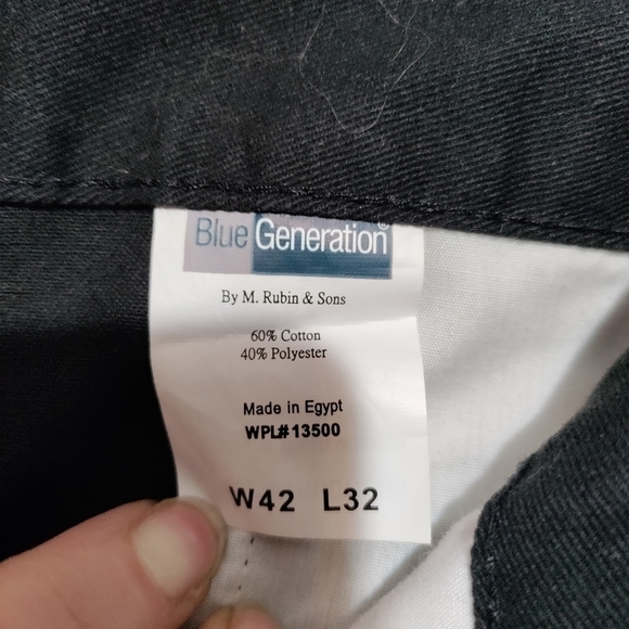 Blue Generation Mens black chino pants 42/32 NWT - Picture 5 of 7